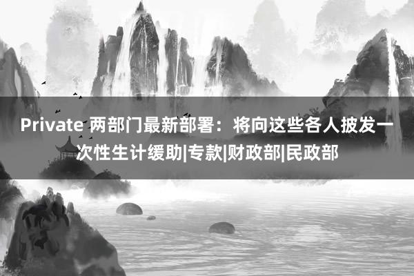 Private 两部门最新部署：将向这些各人披发一次性生计缓助|专款|财政部|民政部