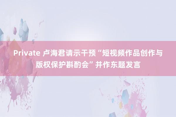 Private 卢海君请示干预“短视频作品创作与版权保护斟酌会”并作东题发言